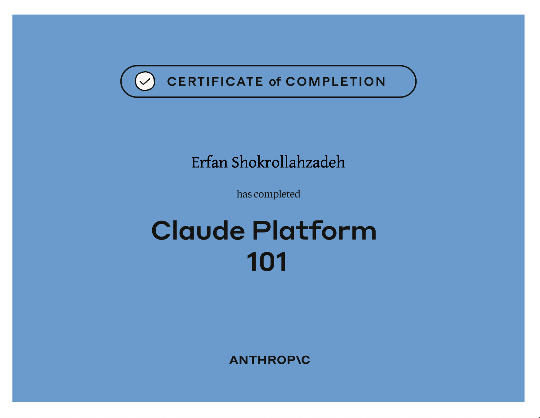 Certificate of Claude Code 101